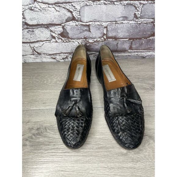 Roger Bowman’s Black Leather Basketweave Kiltie Tassel Loafer Dress Shoes Men 10 main image 6